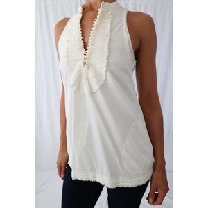 VERSATILE, BCBG MAxAzria, White Ruffle Blouse, XS